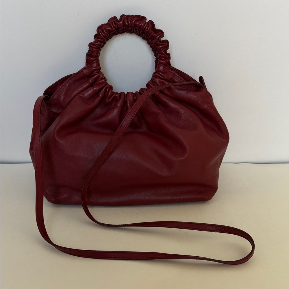 The Row Red Double Circle Top Handle Leather  Handbag